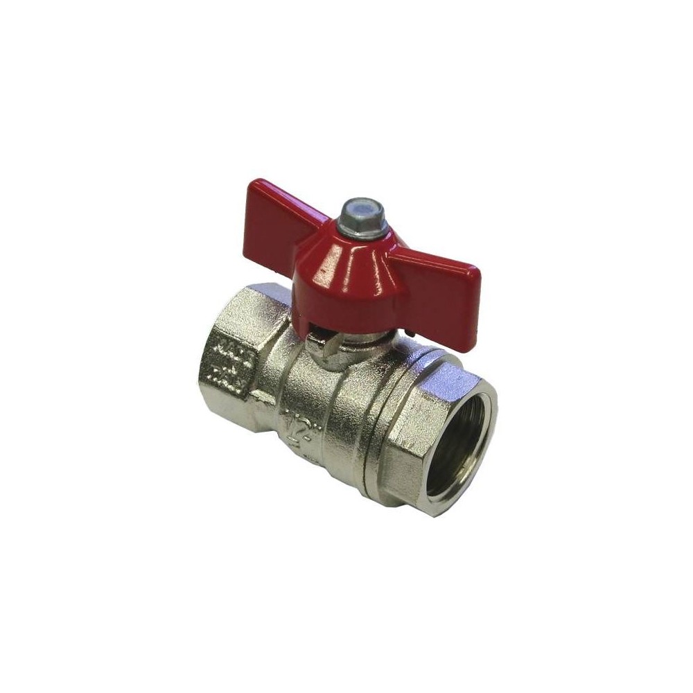 Ball valve handle nickel 3/8" fitting with red lever