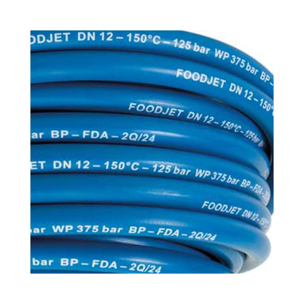 Blue 125 bar foodjet hose DN12 smooth-bore washdown hose