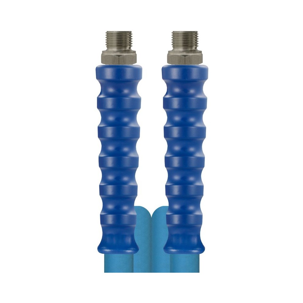 Blue 20 metre bar foodjet hose with 1/2 inch male ends
