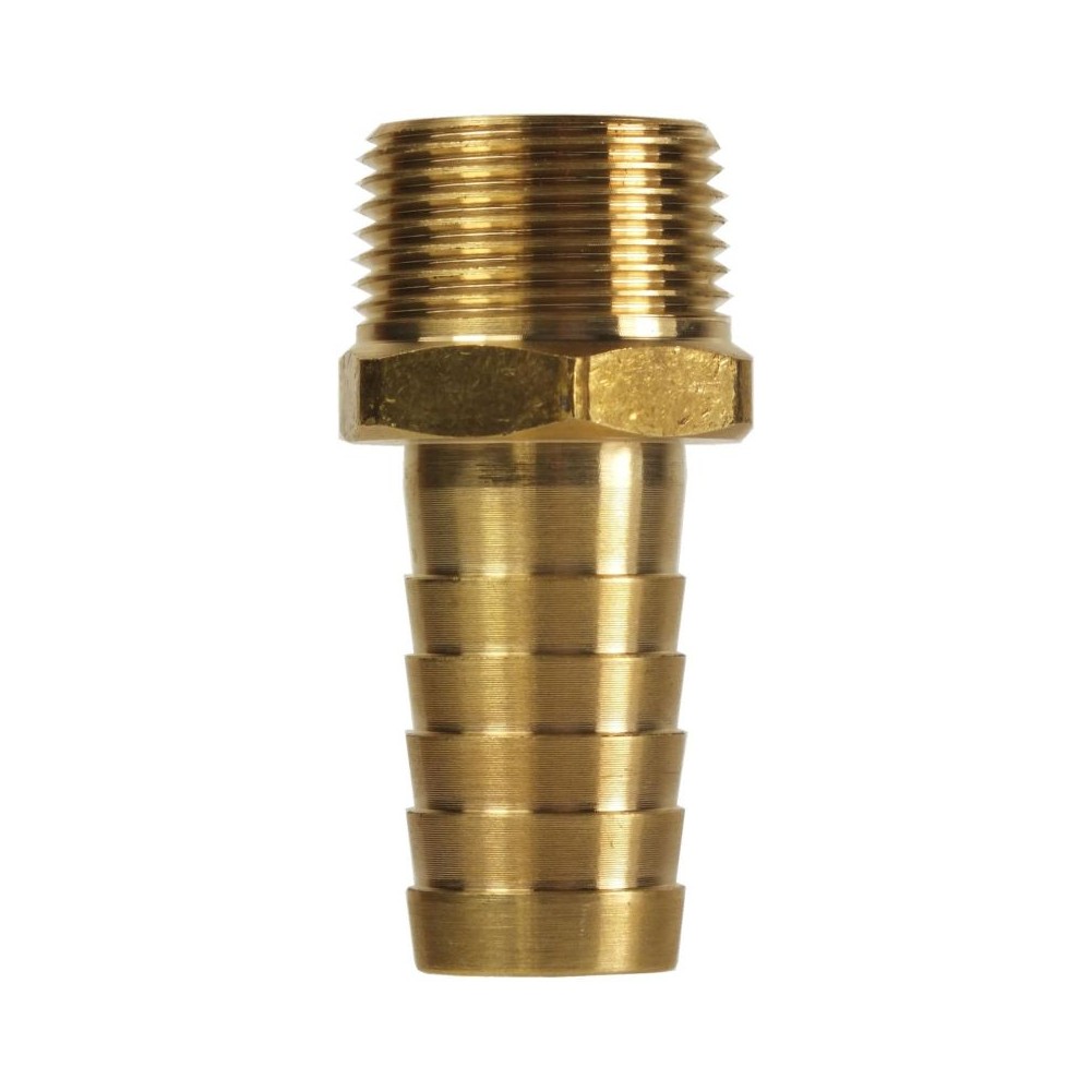 Hose tail brass tapered 1/2" BSPT male to 25mm fitting