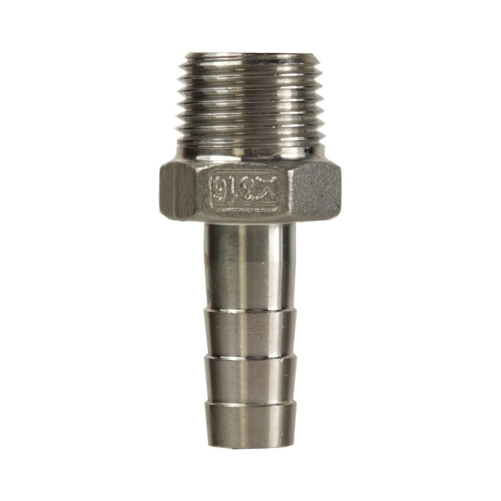 Hose tail stainless steel 3/4" male to 19mm fitting