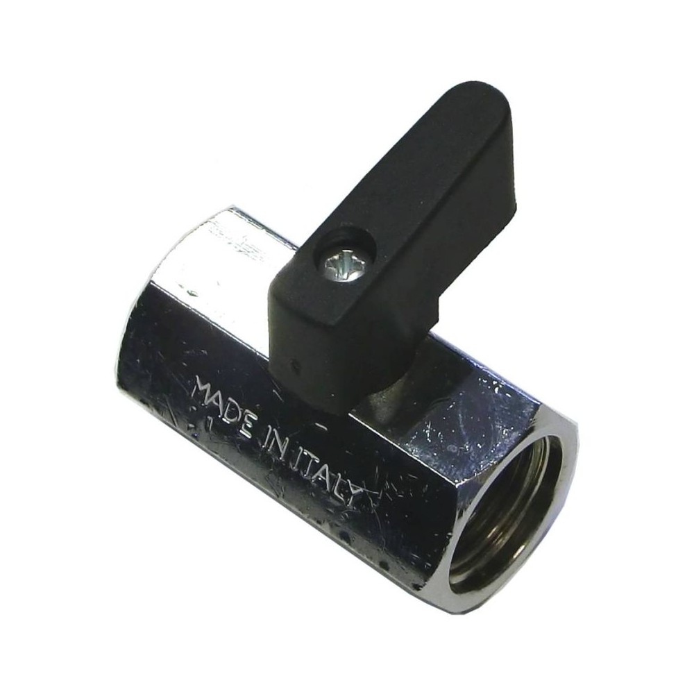 Nickel-plated mini ball valve handle with black lever