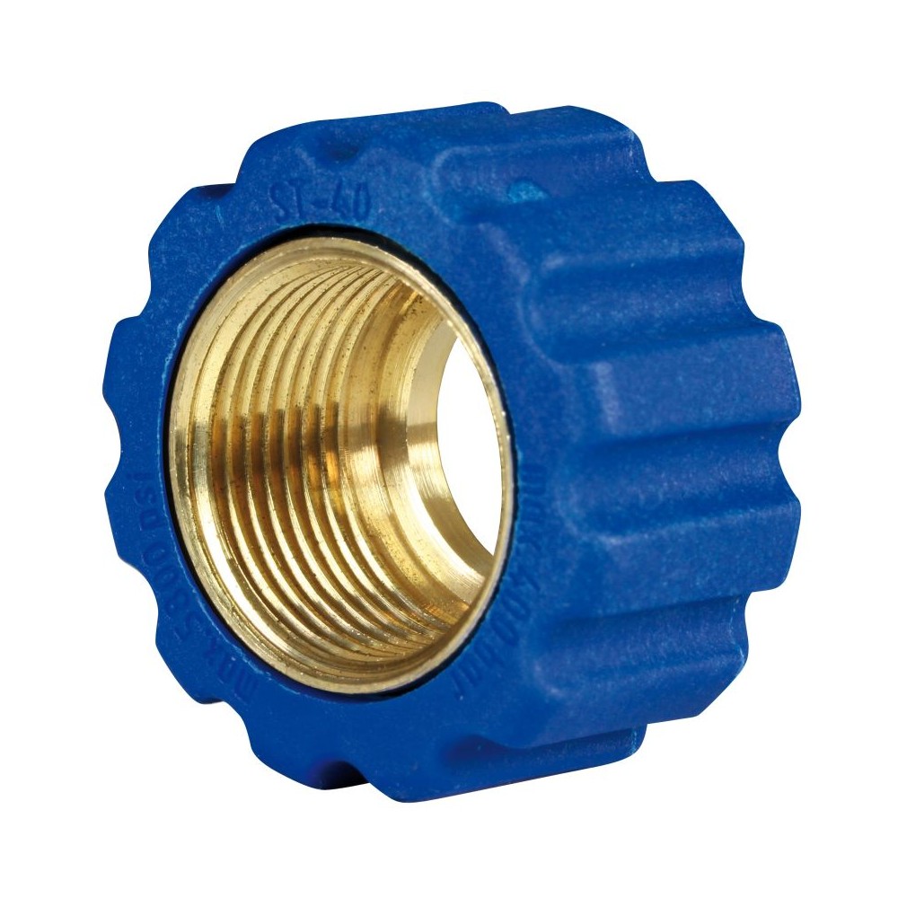 Blue brass quick screw for crimp nipple fitting