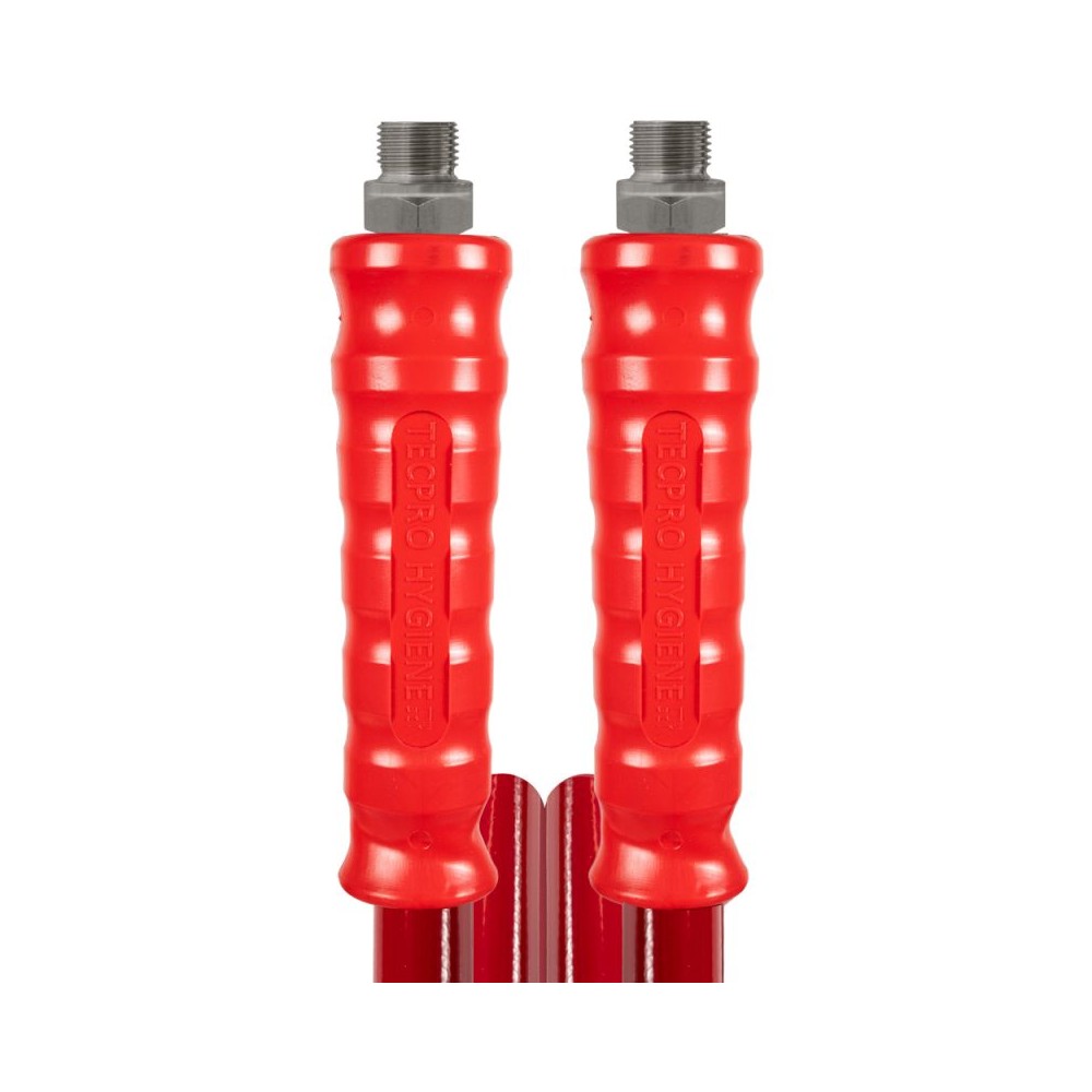 Red 15 metre bar hygiene ultra washdown hose with 1/2" male ends