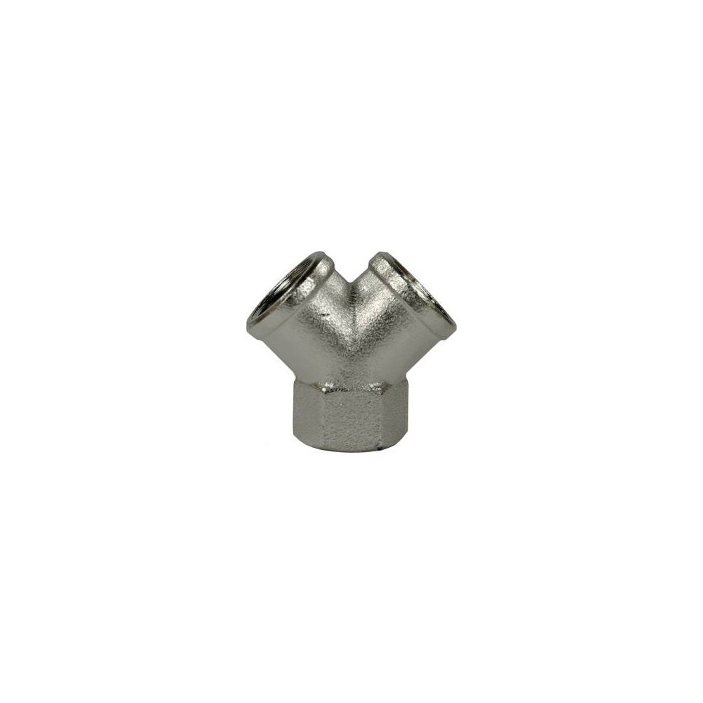 Nickel-plated brass Y-connection with 1/2" female ports