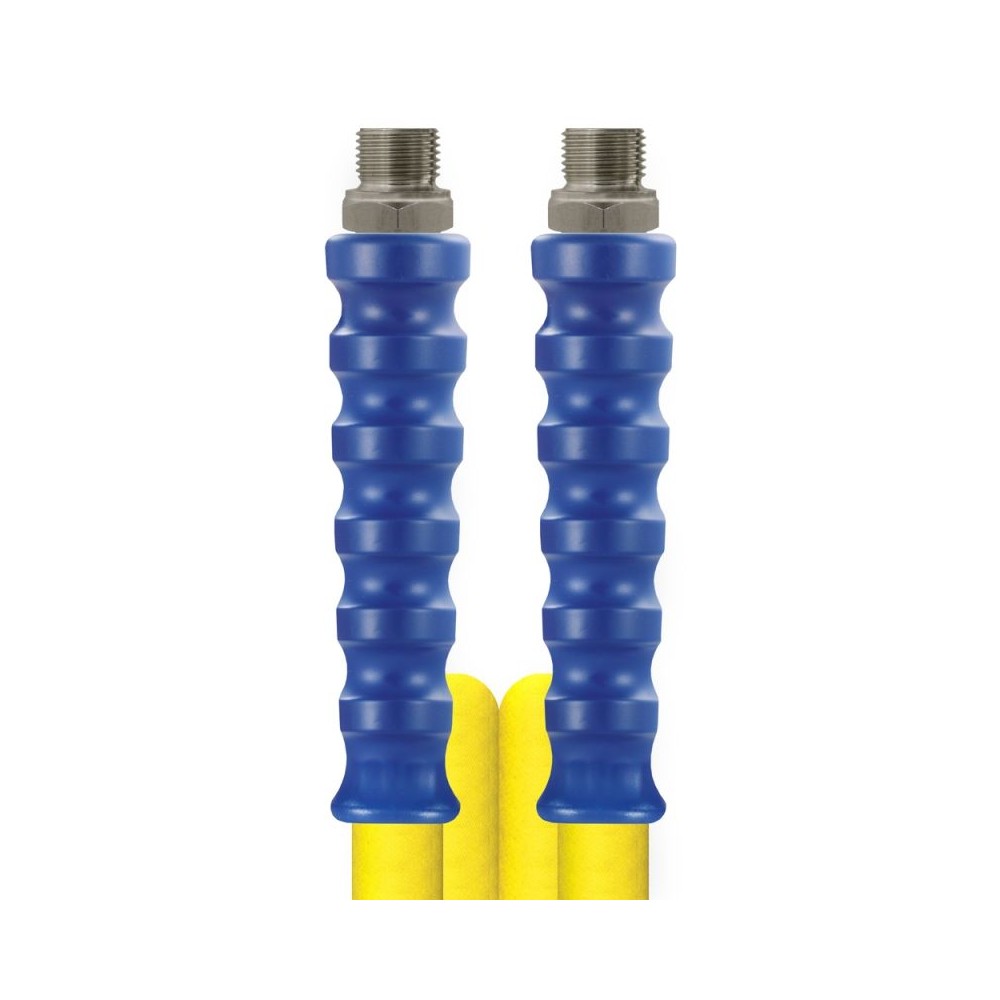 Yellow 2.5 metre bar foodjet1500 hose with 1/2" male ends
