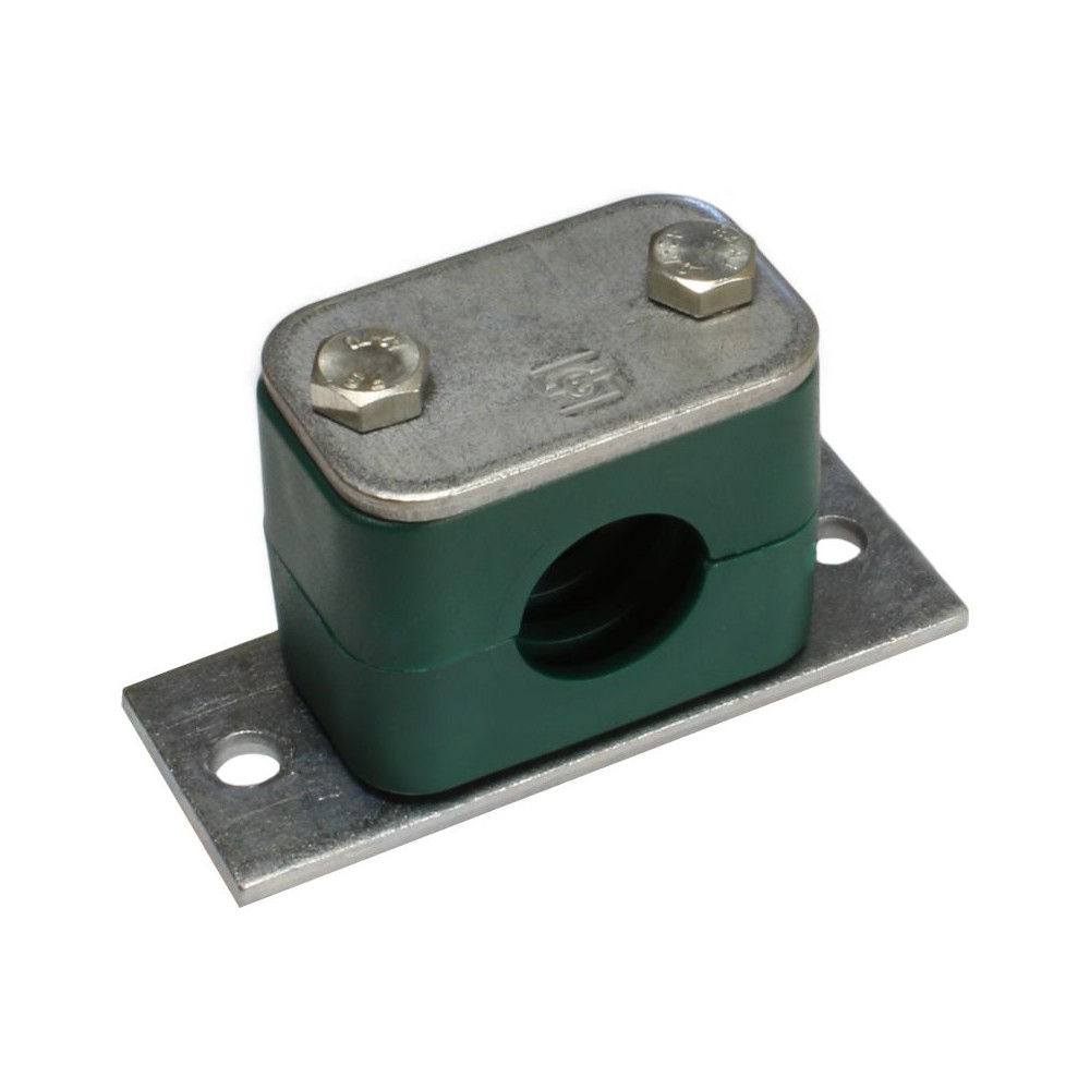22mm zinc plated steel complete green pipe clamp set