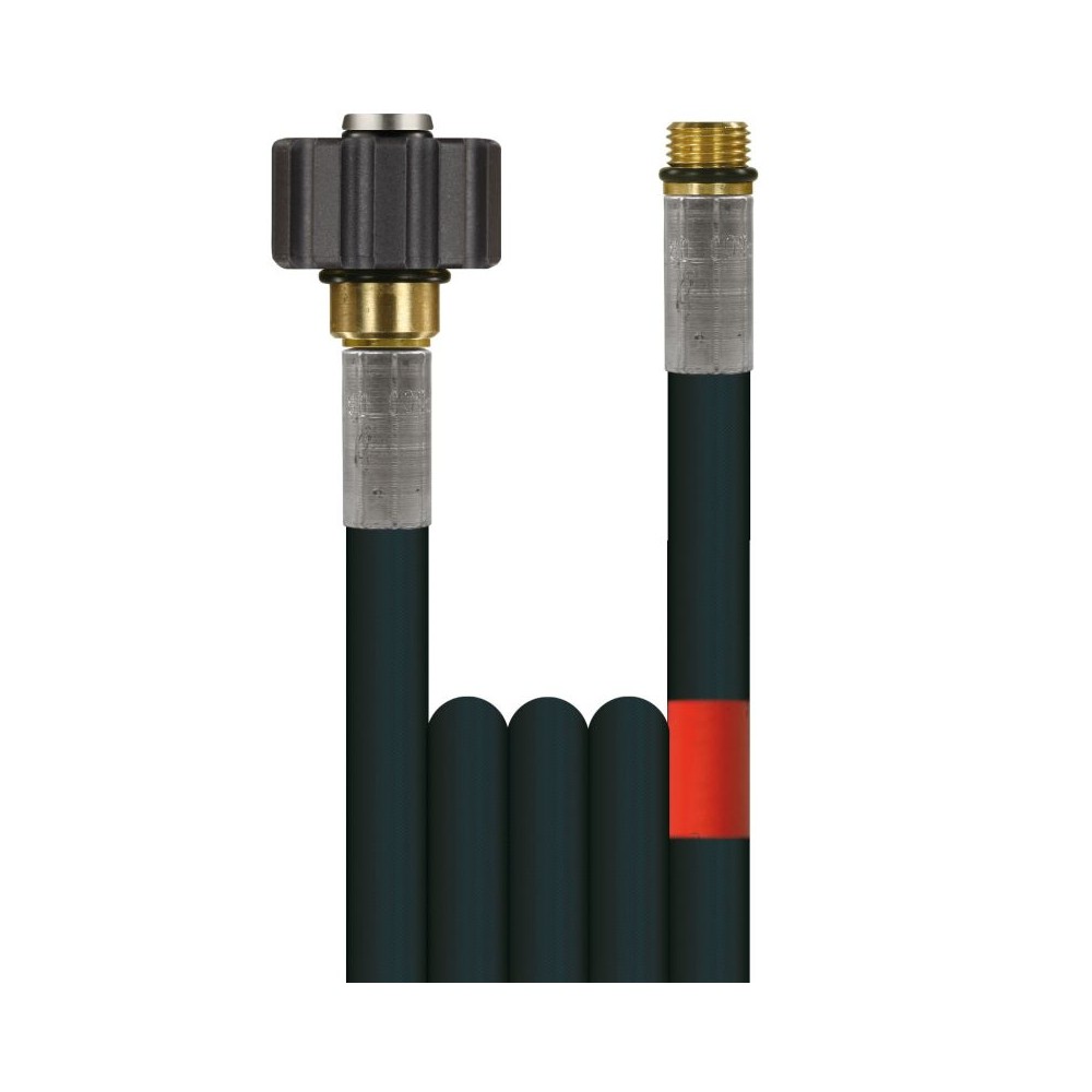 Black 15 metre bar sewer hose with M22F and 1/4"M ends