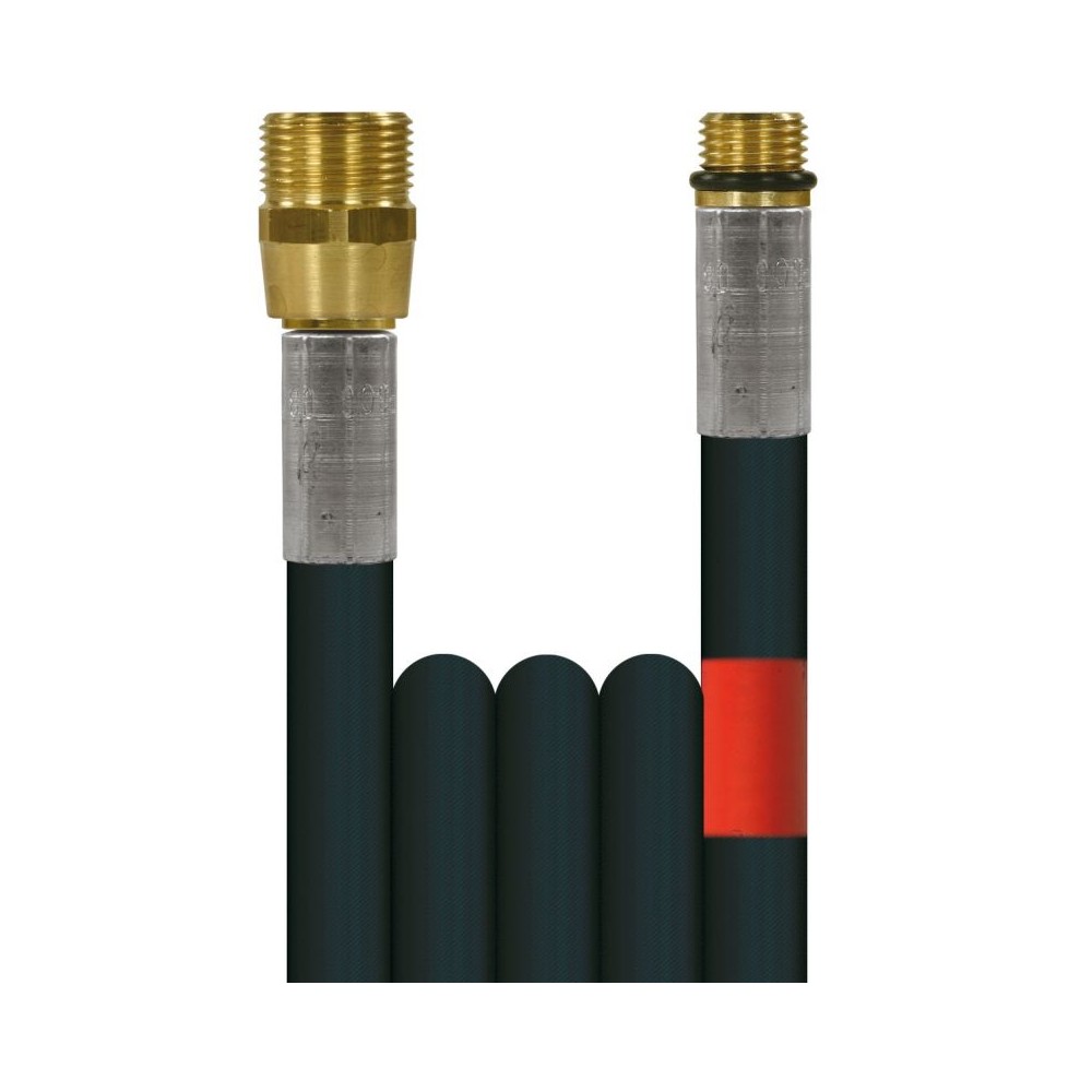 Black 15 metre bar sewer hose with M22M and 1/4" ends