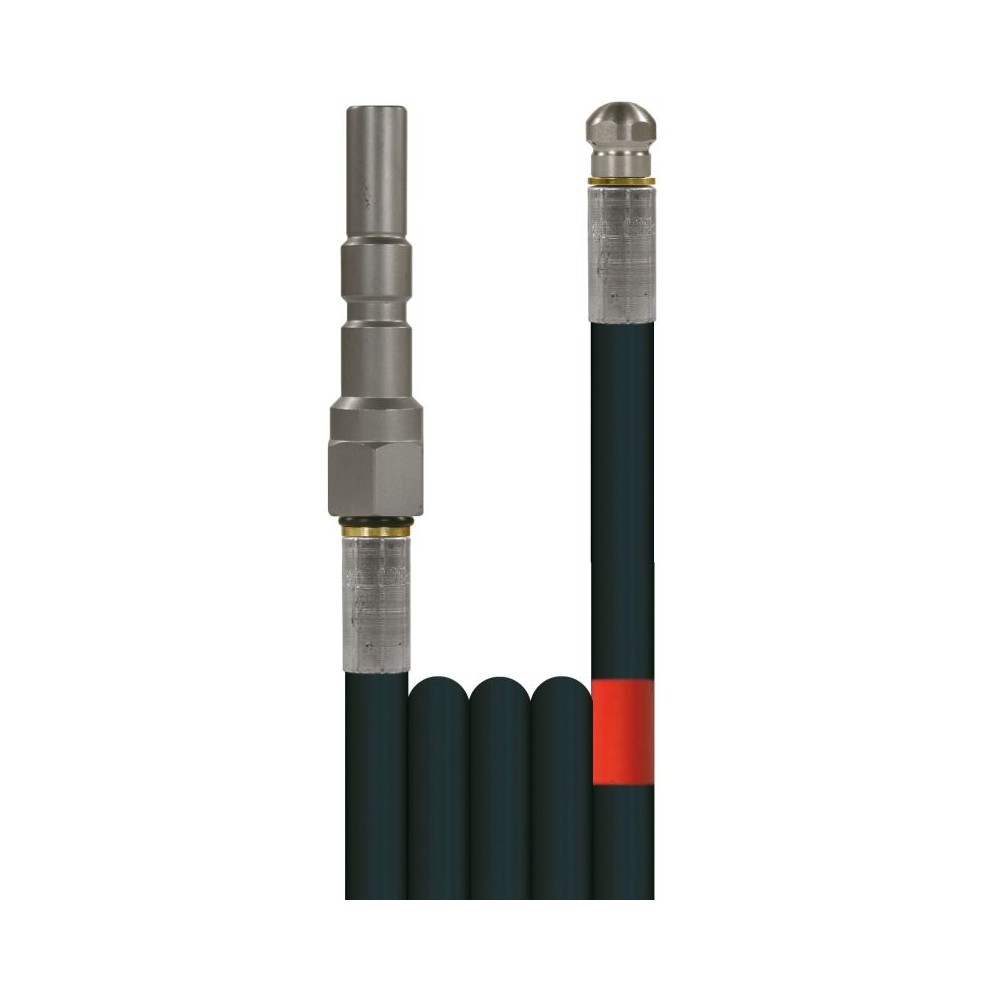 Black 20 metre bar sewer hose with Kew and 1/8" nozzle