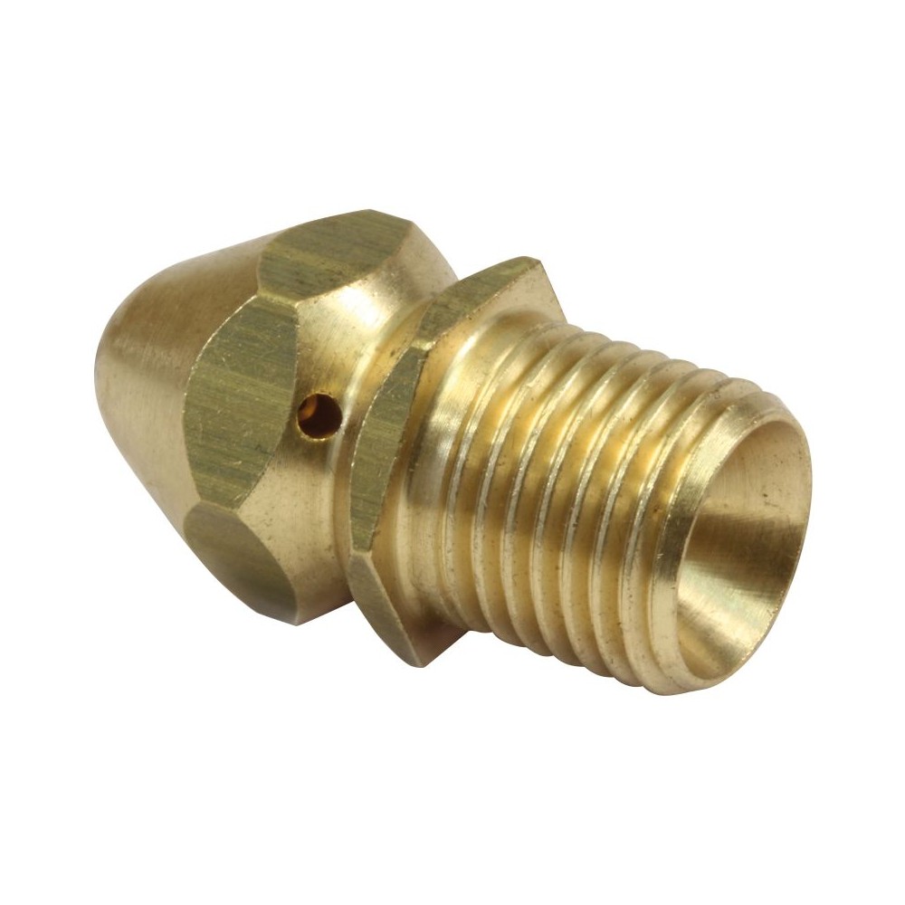 Brass sewer nozzle with three rear-facing jets