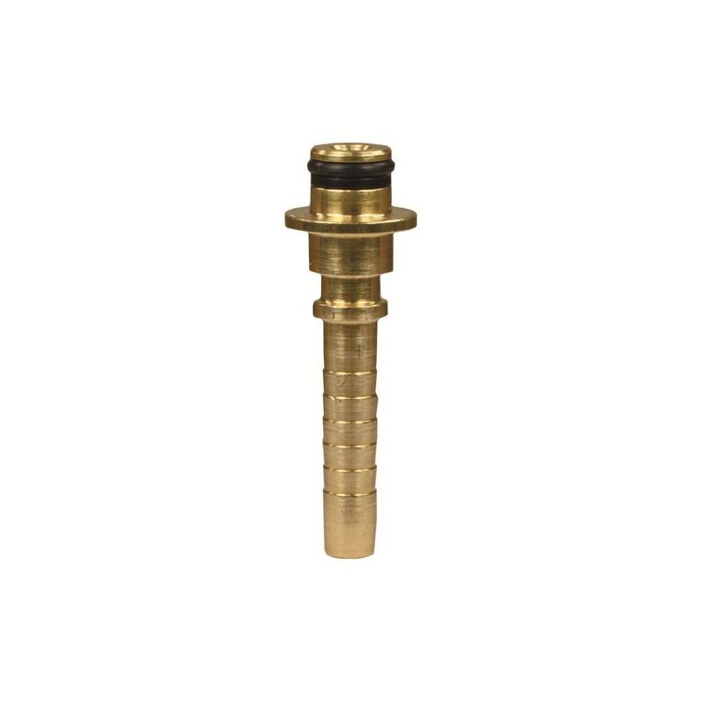 Brass crimp nipple to suit DN6 hose with 10mm end and collar
