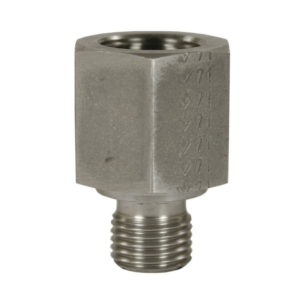 Female to male stainless reduction nipple adaptor 3/8"F to 1/4"M