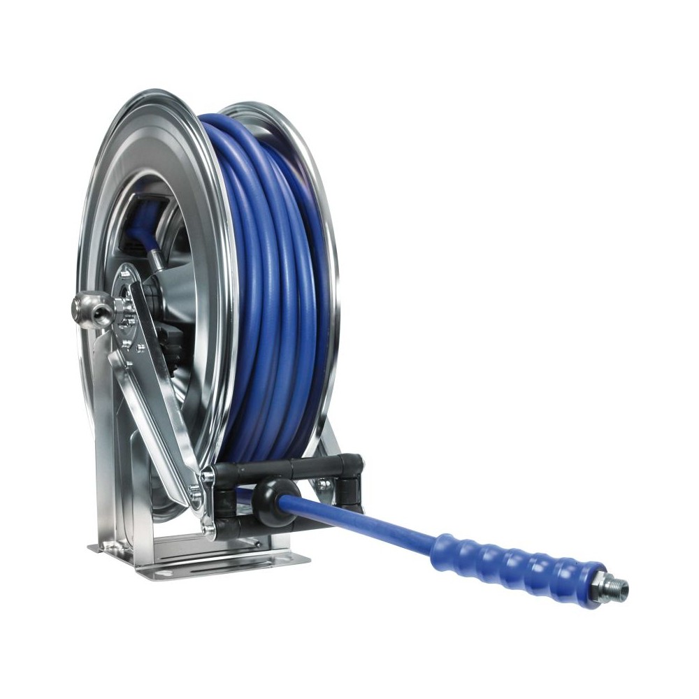 Stainless steel automatic hose reel and hose for washdown