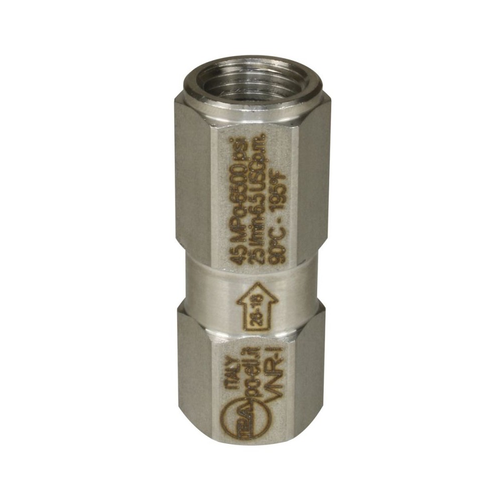 Stainless steel hp check valve bar 1/4"F rated 450 bar