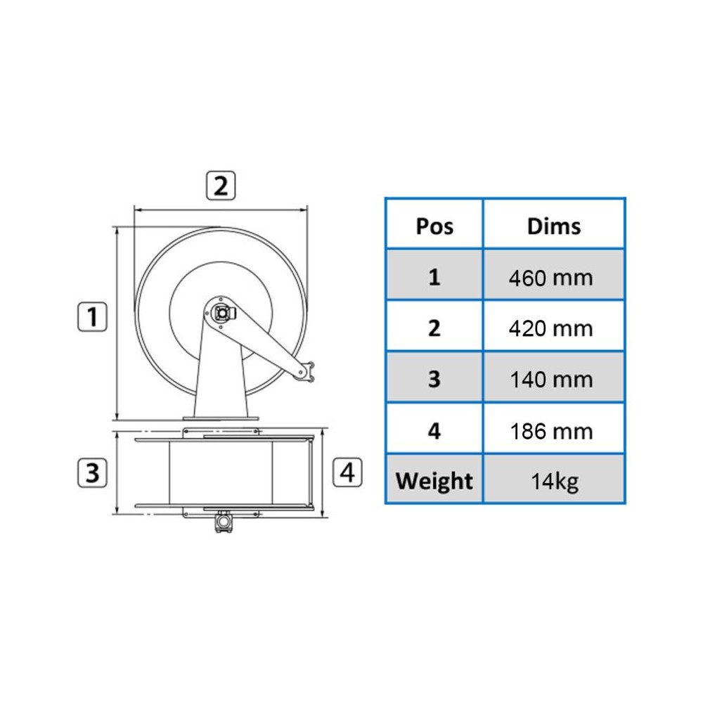 Yellow inox plastic automatic hose reel for washdown