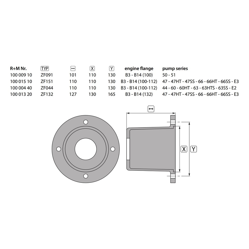 Interpump Bell Housing Zf151 pump mounting component