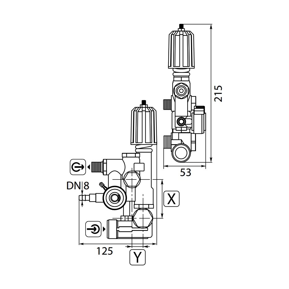 Interpump unloader valve W2 with M22 connections