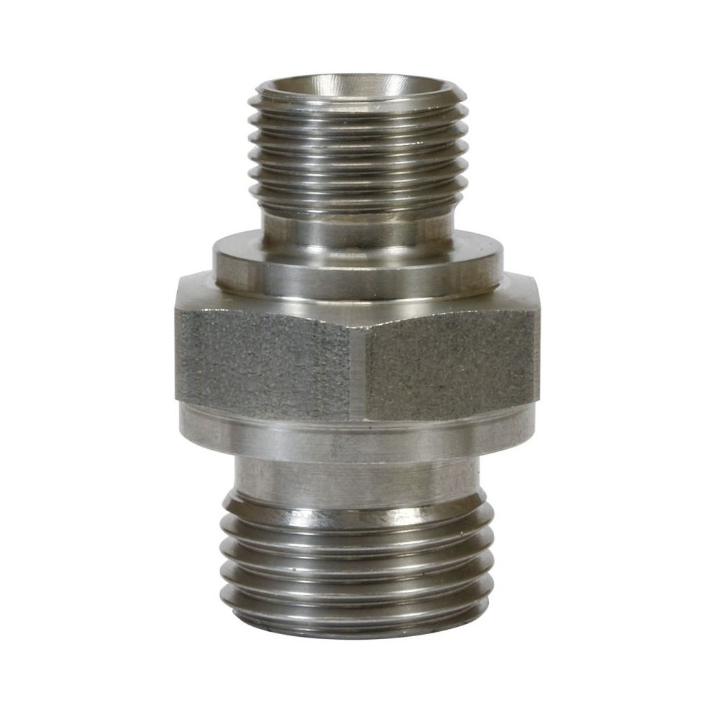 Male to male stainless steel double nipple adaptor 3/8" to 1/2"