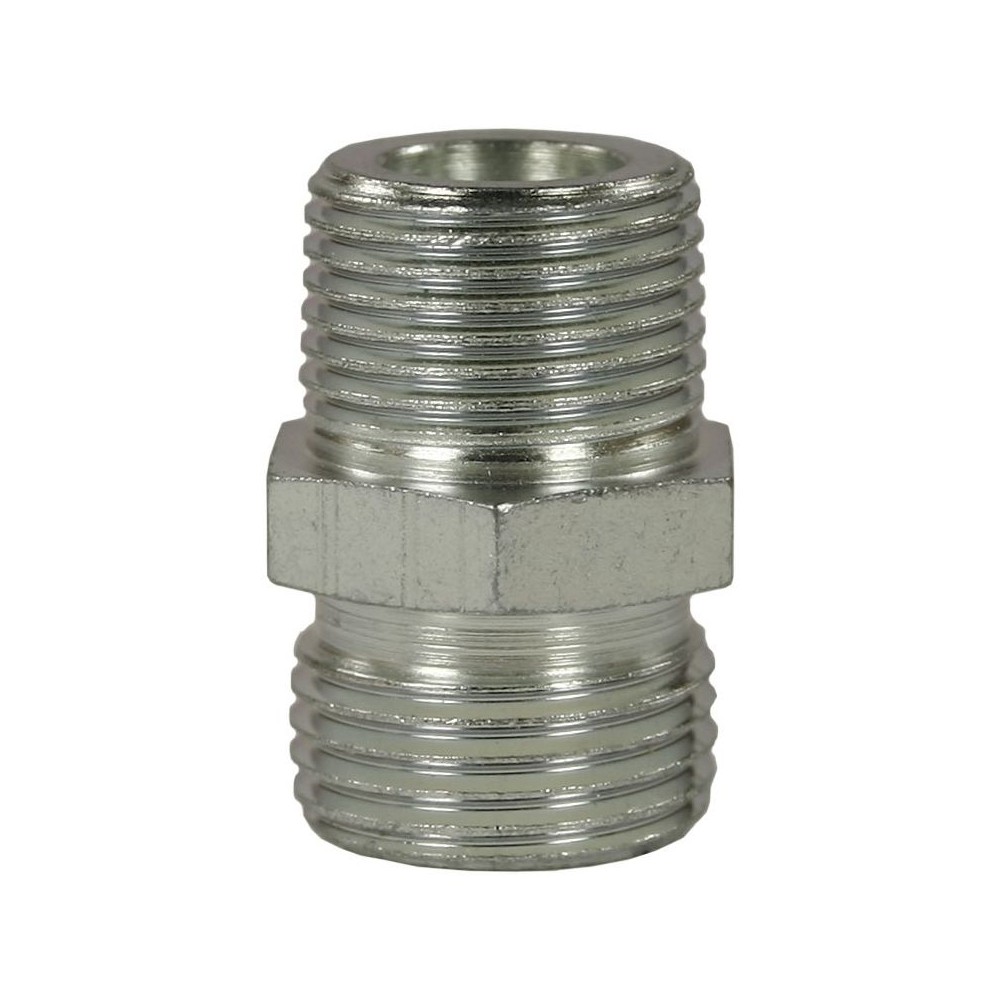 Male to male zinc plated steel bicone adaptor M16 to 3/8"