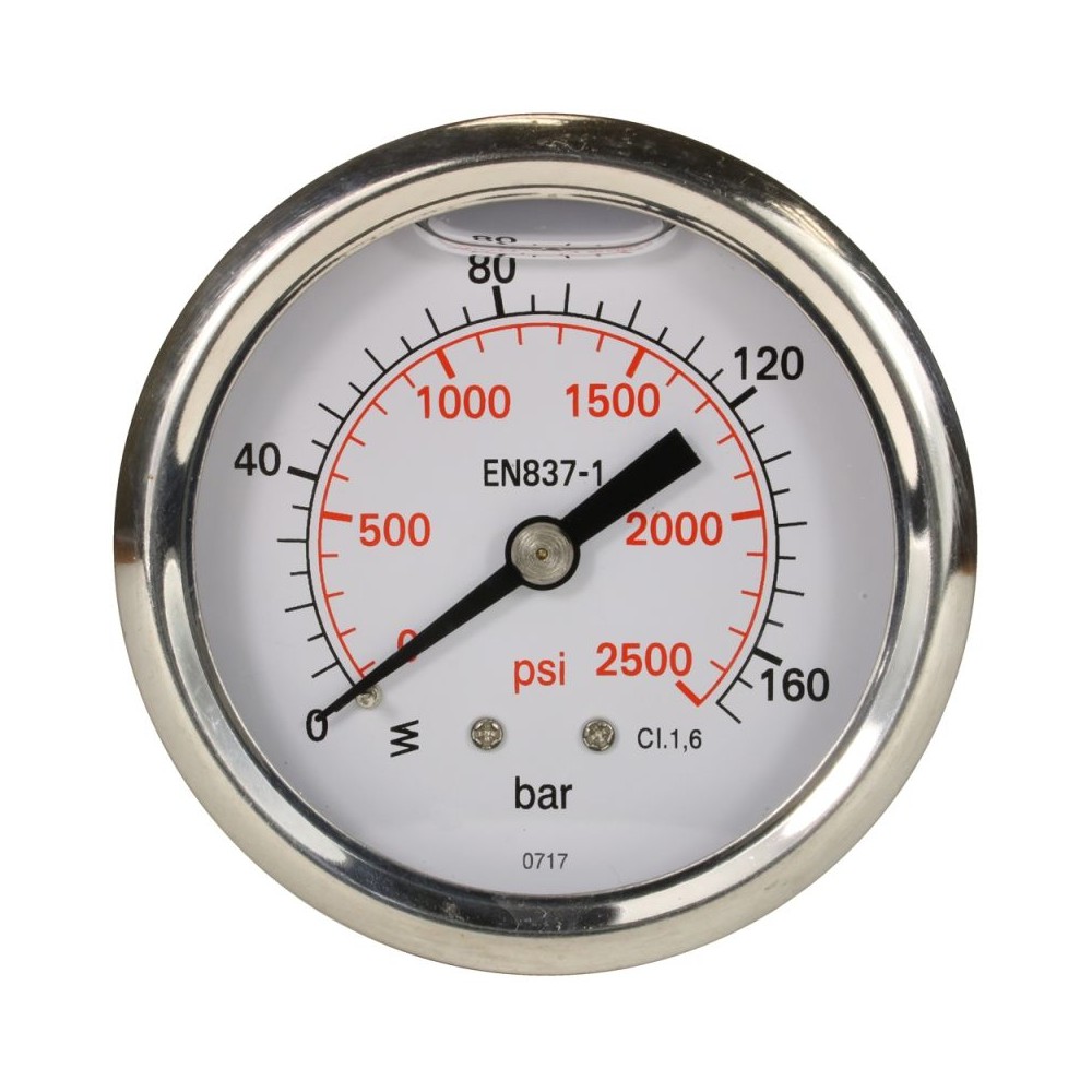 Pressure gauge 0-160 bar with rear entry and 63mm dial