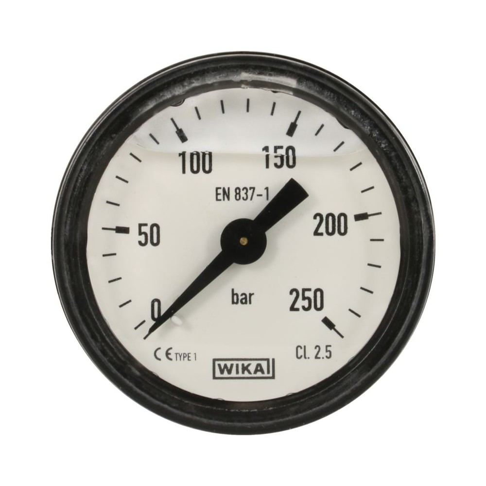Pressure gauge bar with rear entry 40mm dial 0-250 bar