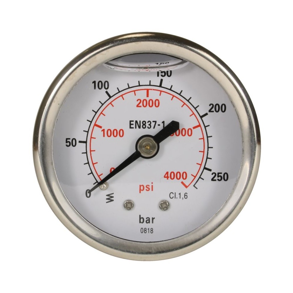 Pressure gauge bar with rear entry 0-250 bar 50mm dial