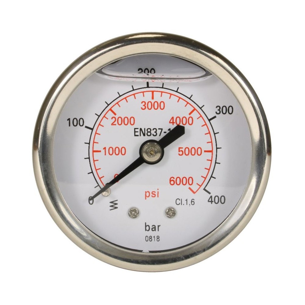 Pressure gauge bar with rear entry 50mm dial 0-400 bar