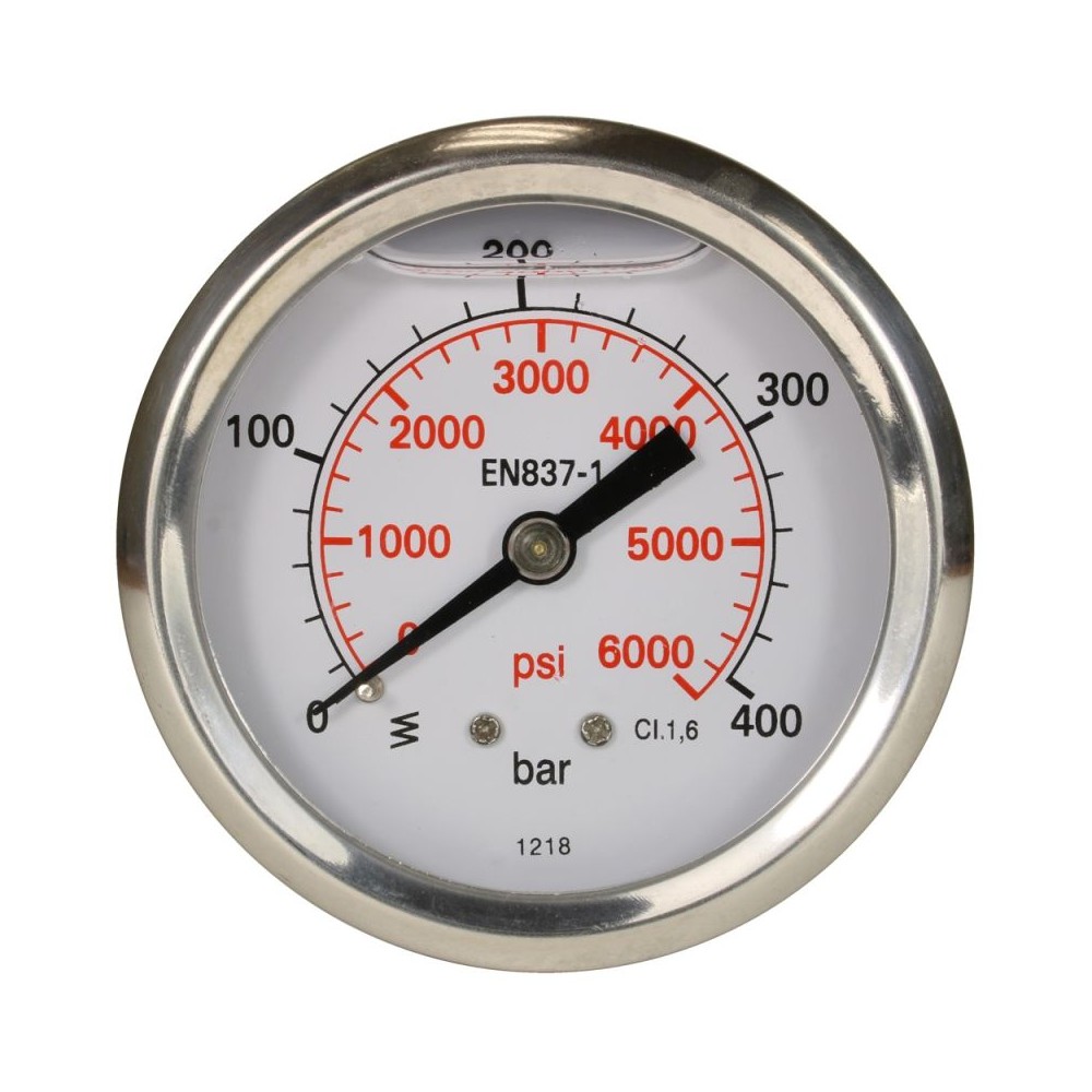 Pressure gauge bar with rear entry 63mm dial 0-400 bar