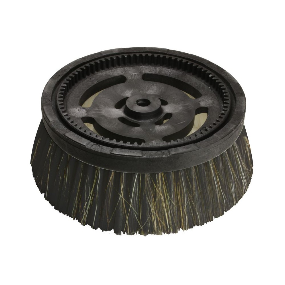 Natural-bristle replacement rotary brush head for washdown cleaning