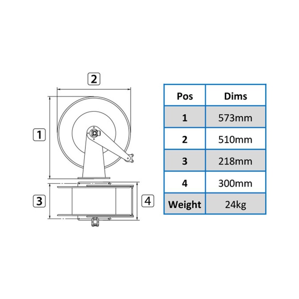 RM stainless steel automatic hose reel for washdown