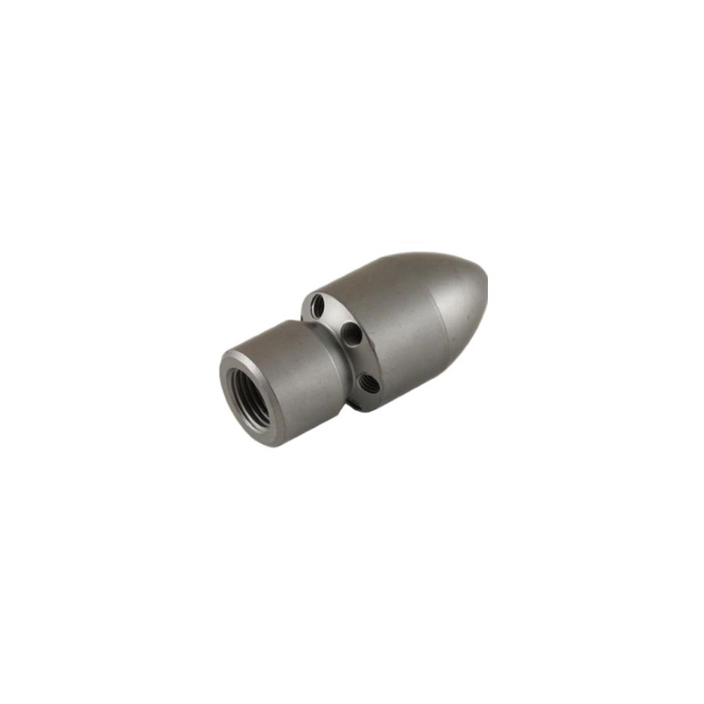 Sewer nozzle cylinder style body with rear and front jets