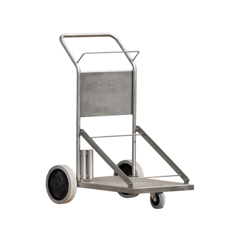 Stainless steel trolley for foam units with jockey wheel