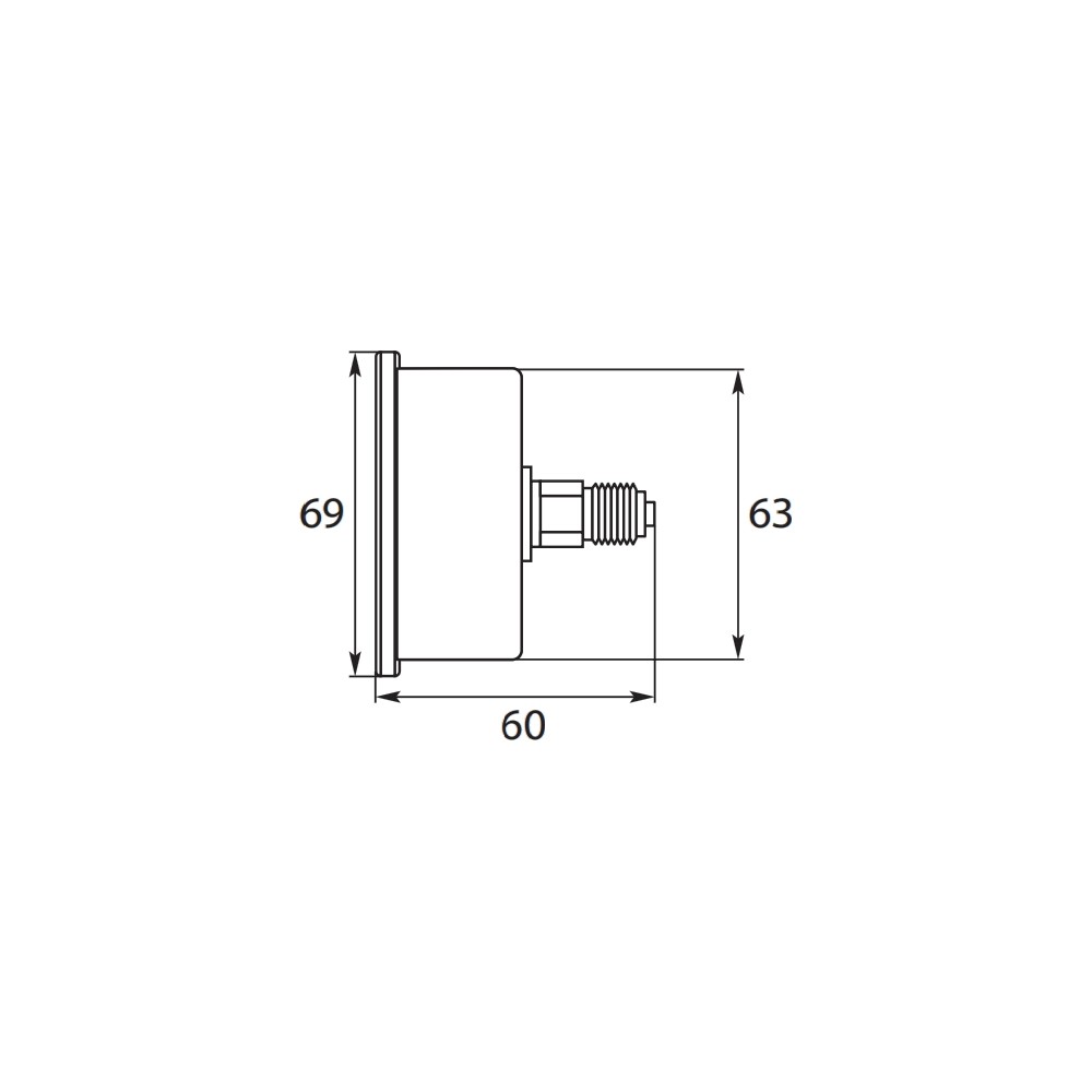 Pressure gauge 0-100 bar with rear entry 63mm dial