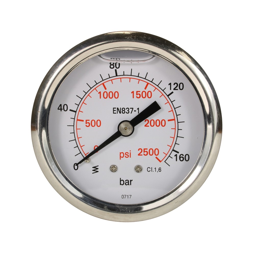 Pressure gauge 0-160 bar with rear entry and 63mm dial